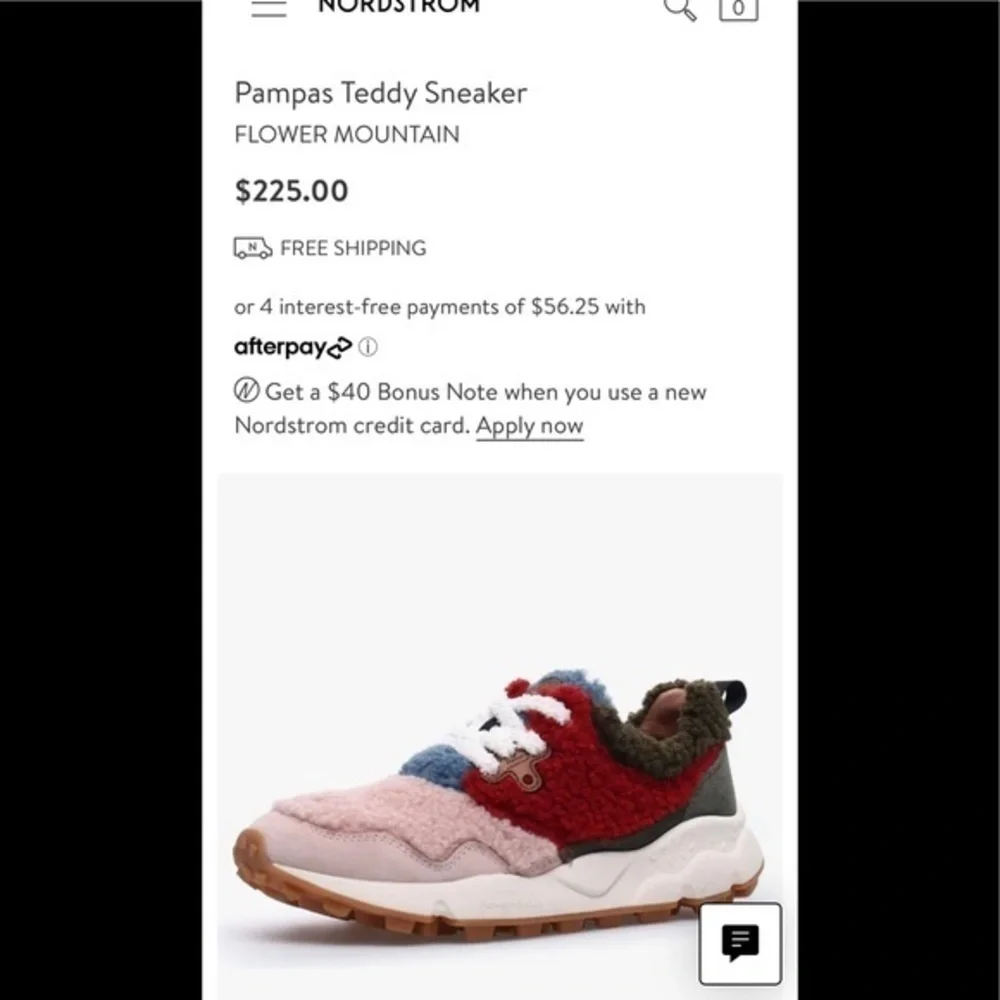 Flower Mountain PAMPAS Teddy Sneakers in Pink Bordeaux NWOT